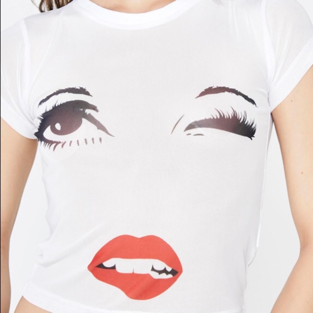 Current Mood Lustful Gaze Mesh Babydoll Tee small